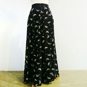 Vintage 90s Maxi Skirt Black White Print Sz Medium